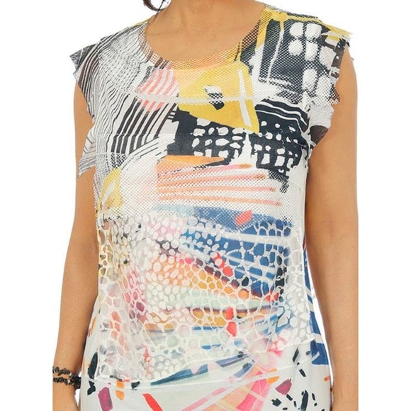 Impulse Women's Summer Abstract Printed Top Size M Dressy Tee Short Sleeve - Picture 2 of 2